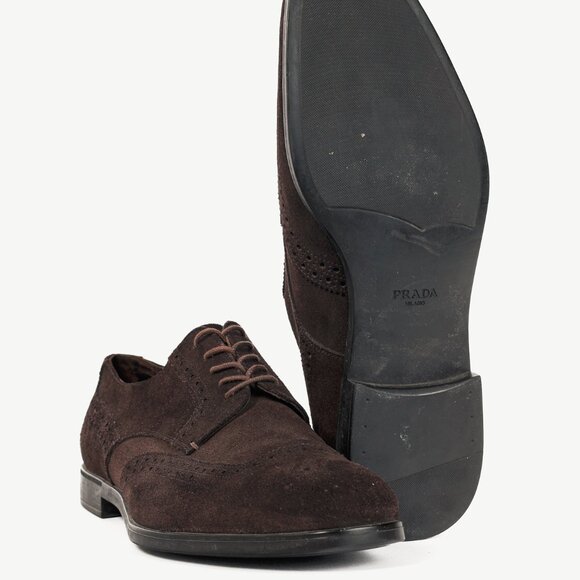 Prada Moro Suede Wingtip Derbies - Picture 4 of 10